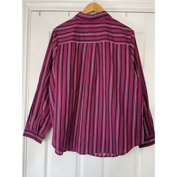 Roaman's Womens Plus Size Kate Tunic Big Shirt Purple Stripe 16 W Button-up 3/4 - Picture 6 of 11